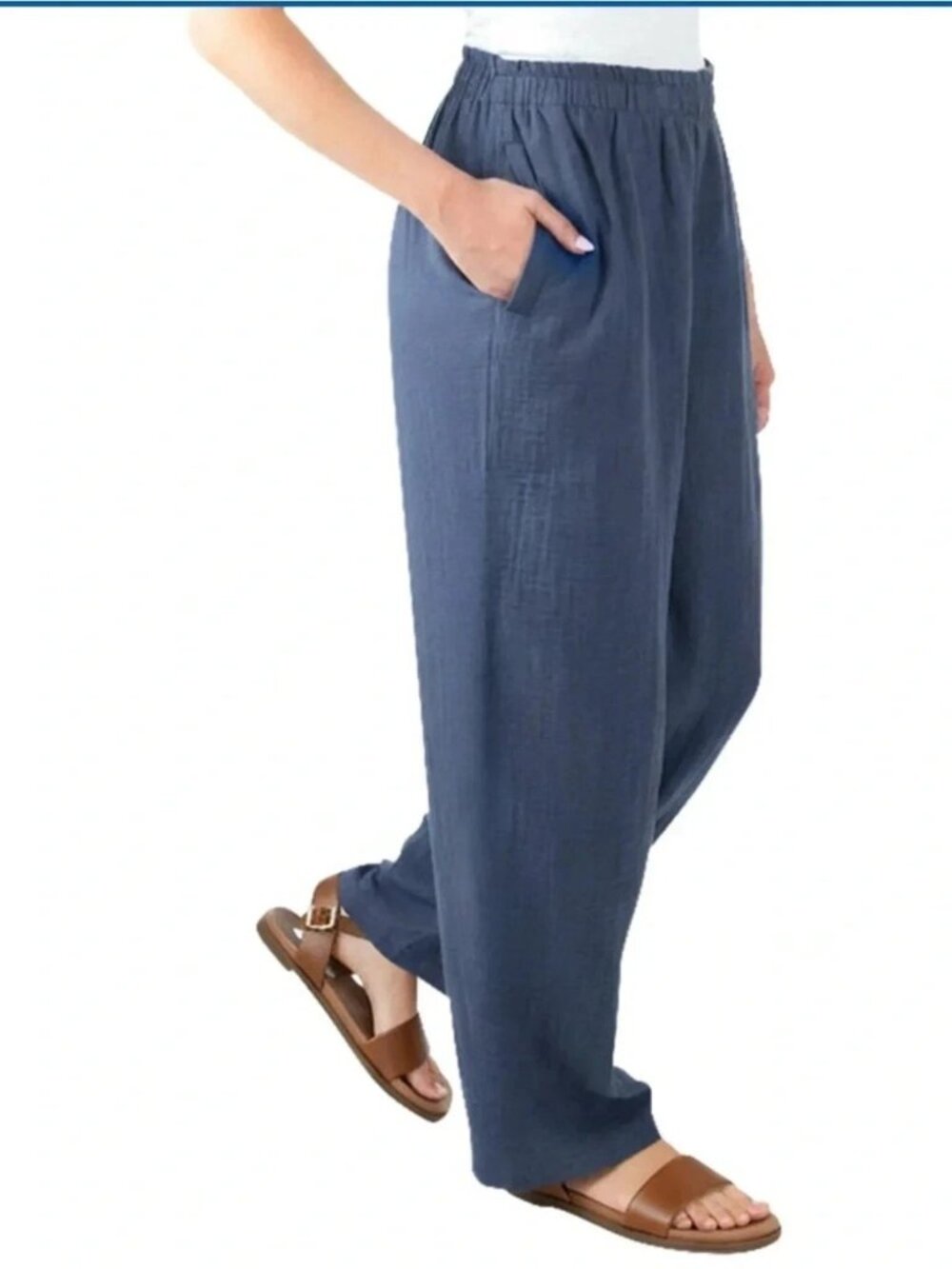 Coldwater Creek Women's Cotton Gauze Pull-On Pant Blue XS New with tag - Picture 4 of 4